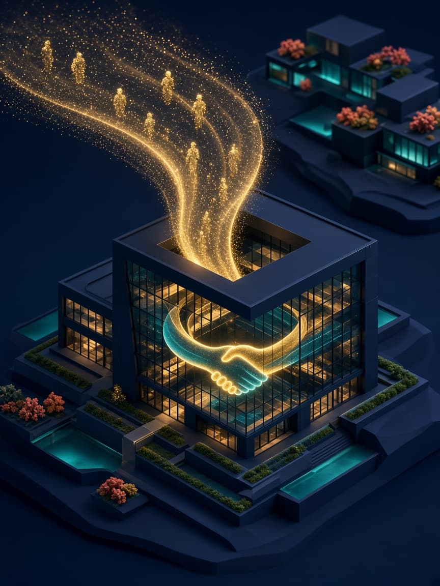 Strategic hiring — talent streams and partnership light connecting people to a growing organization