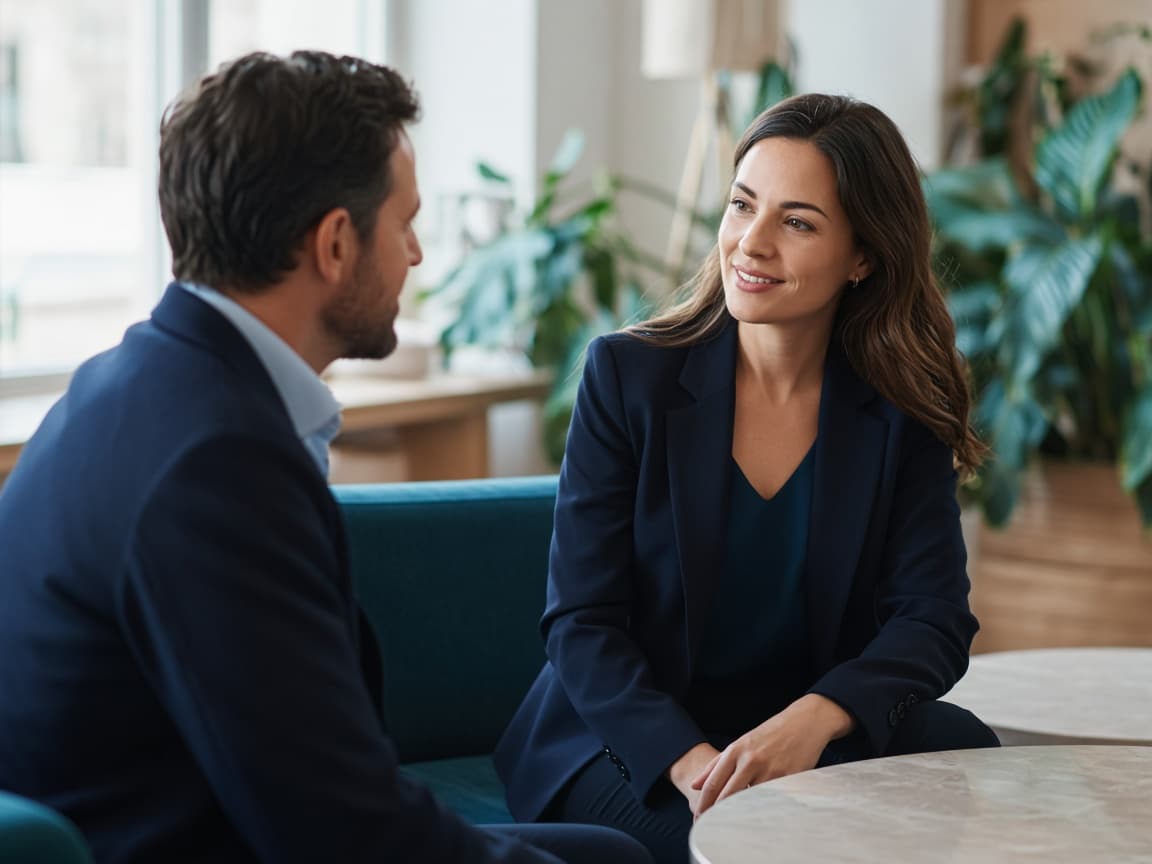 Professional conversation focused on culture fit and mutual trust